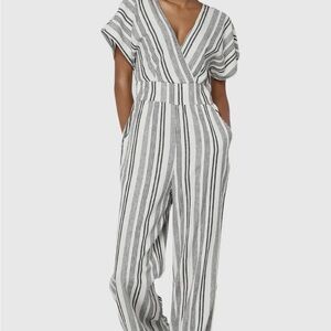 American Eagle Outfitters Black and White Striped Jumpsuit